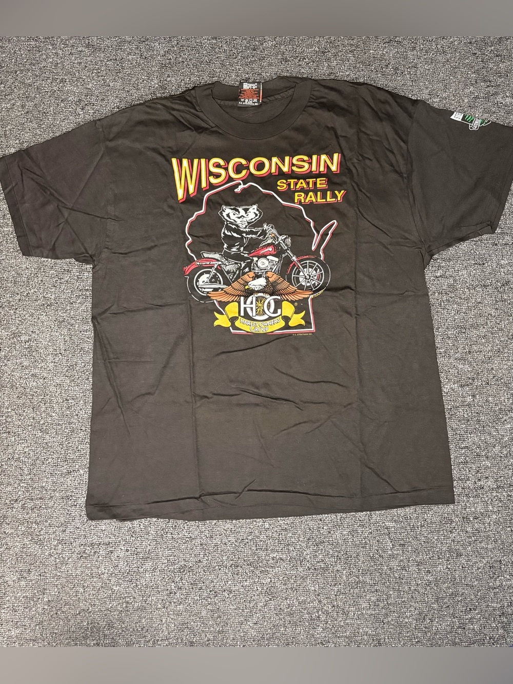 Vintage 1995 Harley Davidson HOG Wisconsin State Rally T-Shirt Stevens Point